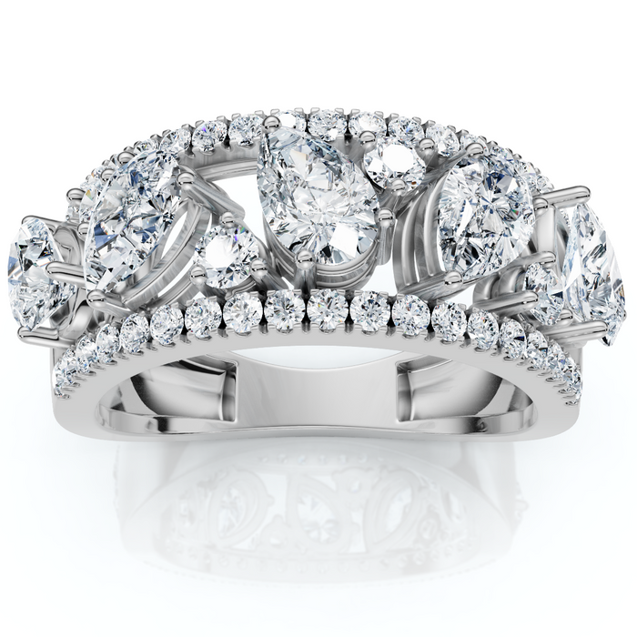 1 1/2Ct Multi-Shape Cluster Diamond Anniversary Ring 14k Gold Lab Grown