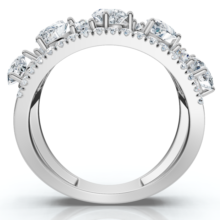 1 1/2Ct Multi-Shape Cluster Diamond Anniversary Ring 14k Gold Lab Grown