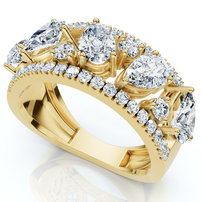 1 1/2Ct Multi-Shape Cluster Diamond Anniversary Ring 14k Gold Lab Grown