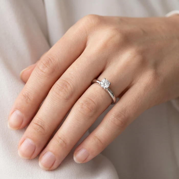 5/8ct Lab Created Diamond Solitaire Engagement Ring 14k White Gold