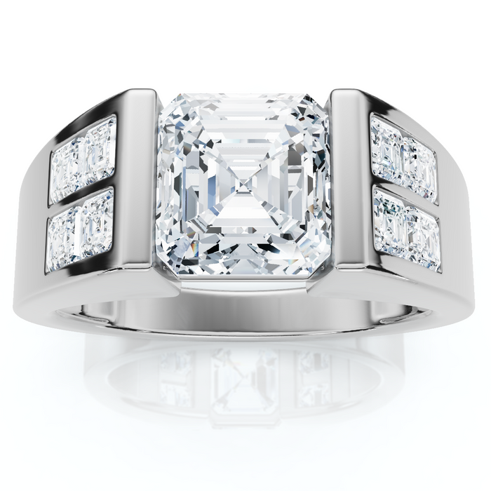 Certified 5.40Ct Men's Asscher Cut Diamond Ring 14k Gold Lab Grown