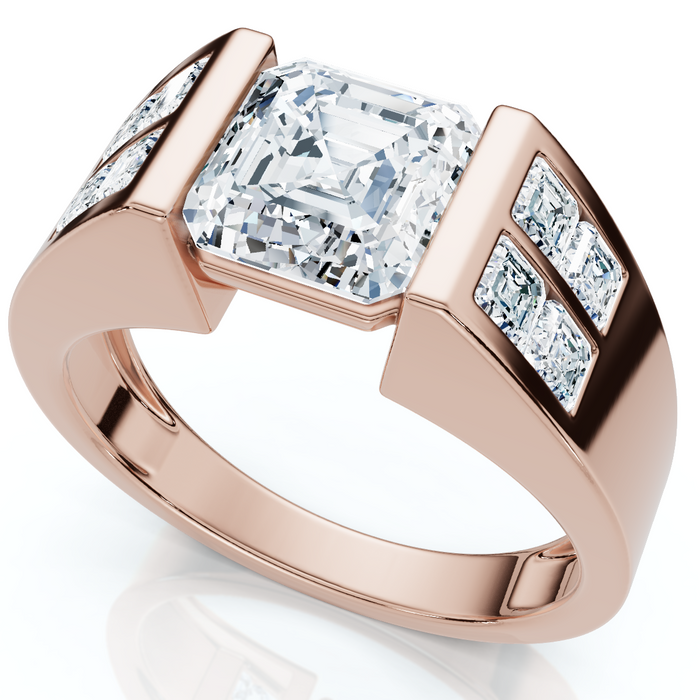 Certified 5.40Ct Men's Asscher Cut Diamond Ring 14k Gold Lab Grown