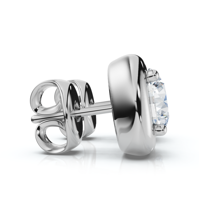 3Ct Cori Diamond Cushion Button Studs 14k Gold Earrings Lab Grown FG/VS