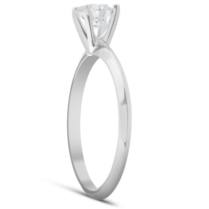 1/2 Ct Lab Grown Diamond Solitaire Engagement Ring 14k White Rose or Yellow Gold