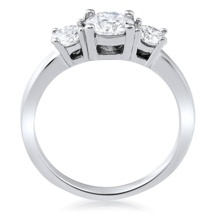 1 1/2ct 3 Stone Round Diamond Engagement Ring 14K White Gold Lab Grown
