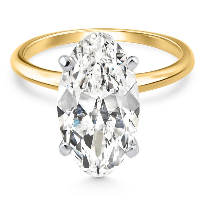 Certified 6Ct Moval Solitaire Diamond Engagement Ring 14k Gold Lab Grown