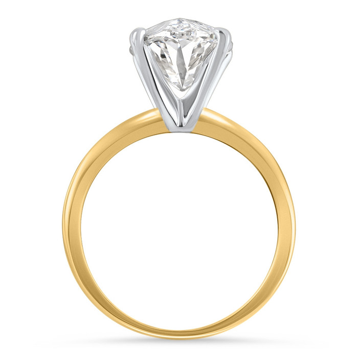 Certified 6Ct Moval Solitaire Diamond Engagement Ring 14k Gold Lab Grown