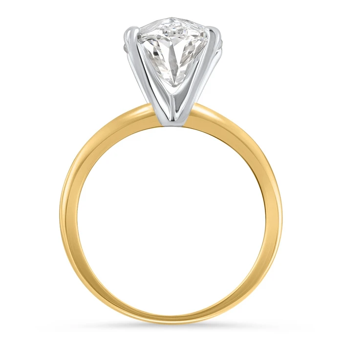 Certified 6Ct Moval Solitaire Diamond Engagement Ring 14k Gold Lab Grown