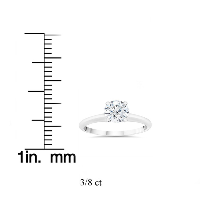 3/8ct Lab Created Solitaire Diamond Engagement Ring 14k White Gold
