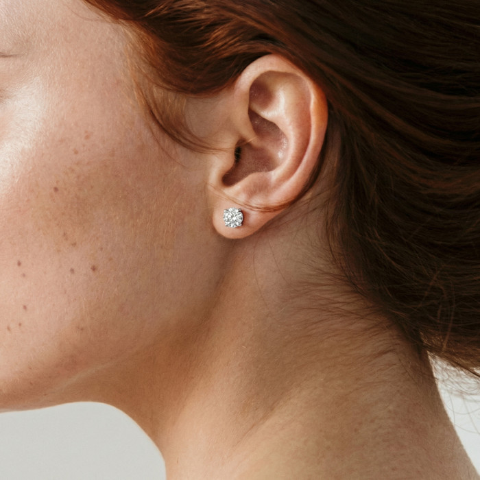 1.50ct Lab Grown Diamond Studs 14k White Gold Screw Backs