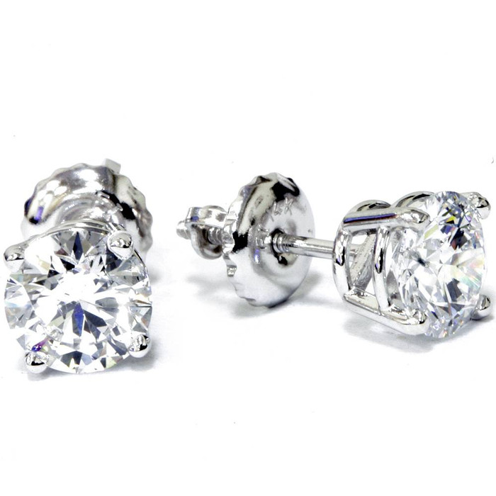 1.50ct Lab Grown Diamond Studs 14k White Gold Screw Backs
