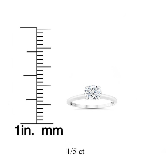 1/5ct Lab Created Diamond Solitaire Engagement Ring 14K White Gold