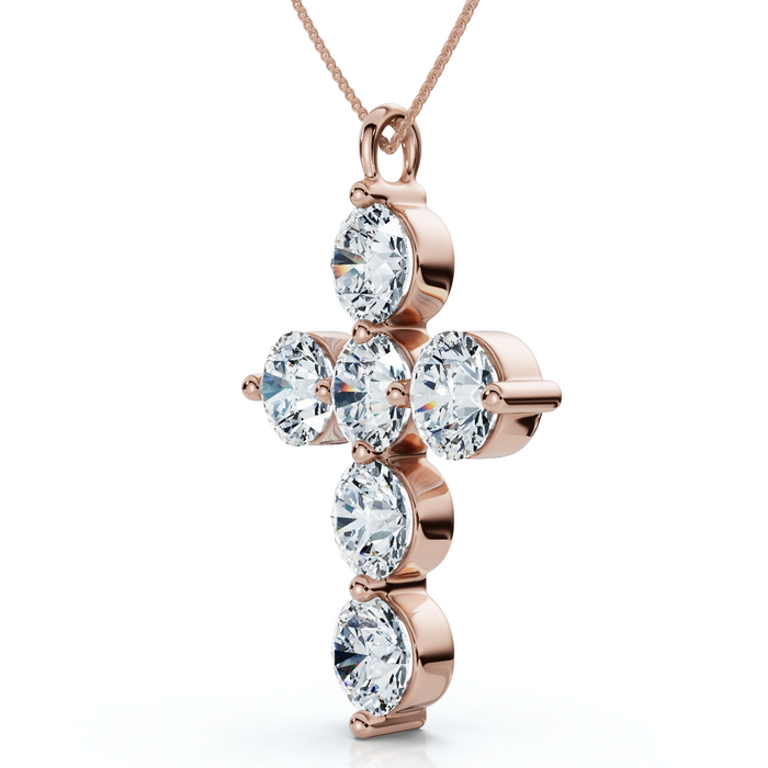 6Ct Diamond Cross Pendant Lab Grown 18" Necklace