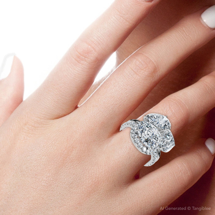 6 1/3Ct Abstract Diamond Ring Set 14k Gold Lab Grown FG/VS 6 1/3Ct Abstract Diamond Ring Set 14k Gold Lab Grown FG/VS