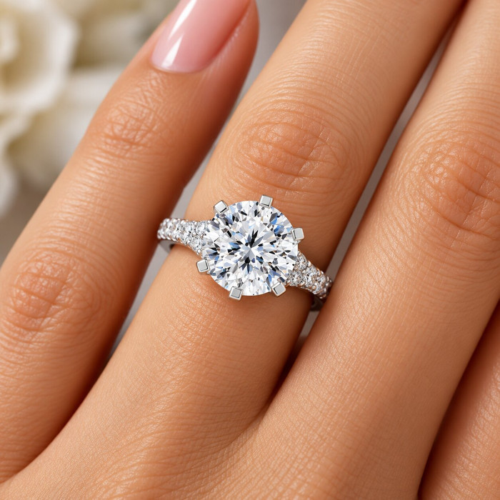 Certified 4 1/2Ct Diamond Engagement Ring Pear Accent 14k Gold or Pt Lab Grown