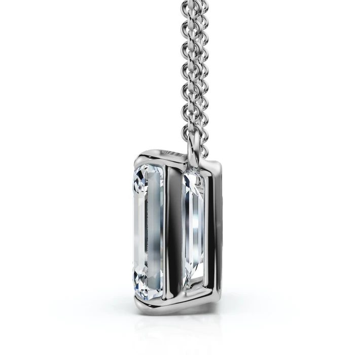 1 1/2Ct Emerald Cut Toi et Moi Diamond Pendant 14k Gold Lab Grown