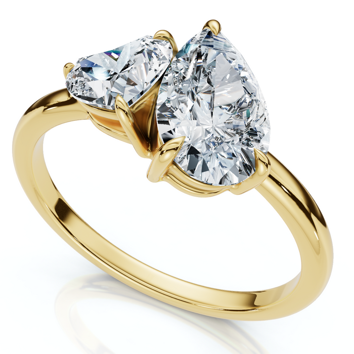 1 1/2Ct Heart & Pear Two Stone Toi et Moi Diamond Ring 14k Gold or Pt Lab Grown 1 1/2Ct Heart & Pear Two Stone Toi et Moi Diamond Ring 14k Gold or Pt Lab Grown