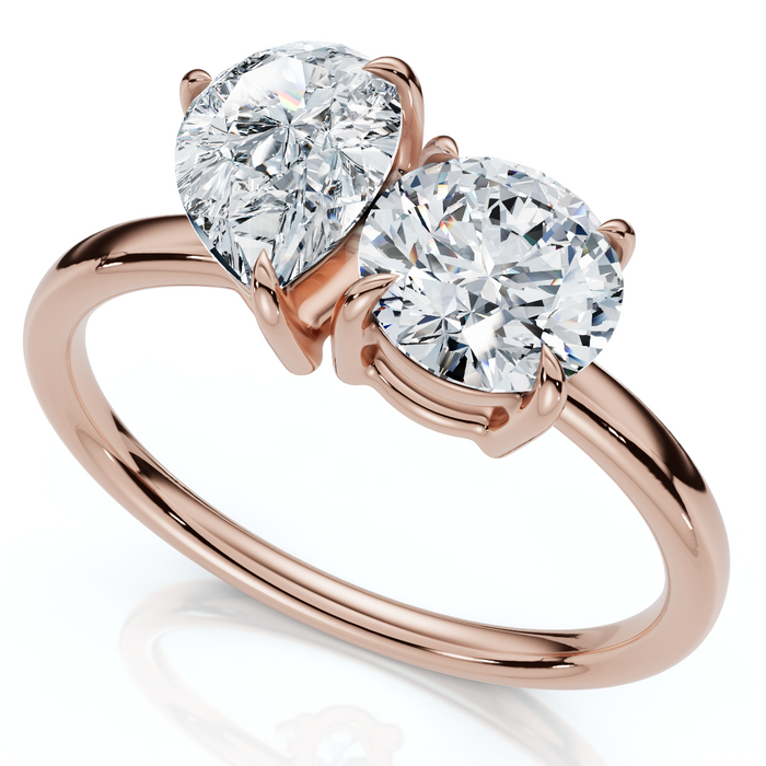 1 1/2Ct Round and Pear Toi et Moi Diamond Ring 14k Gold or Pt Lab Grown 1 1/2Ct Round and Pear Toi et Moi Diamond Ring 14k Gold or Pt Lab Grown