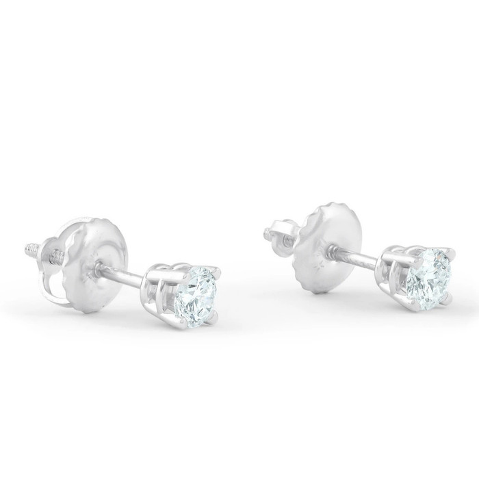 1/3 Ct Screw Back Diamond Studs 14k White Gold Lab Grown Earrings
