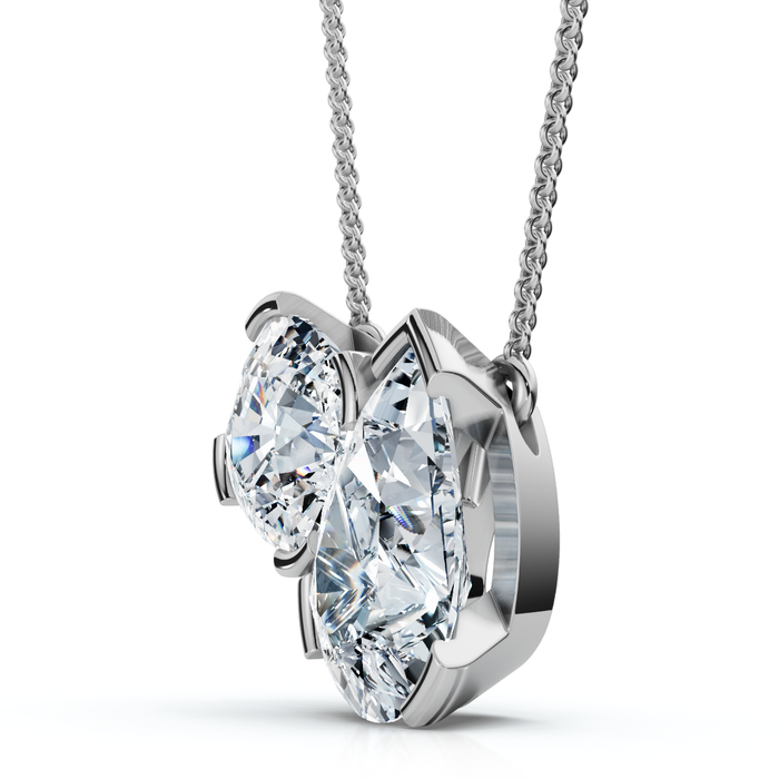 2Ct Cushion and Pear Toi et Moi Diamond Pendant 14k Gold or Pt Lab Grown