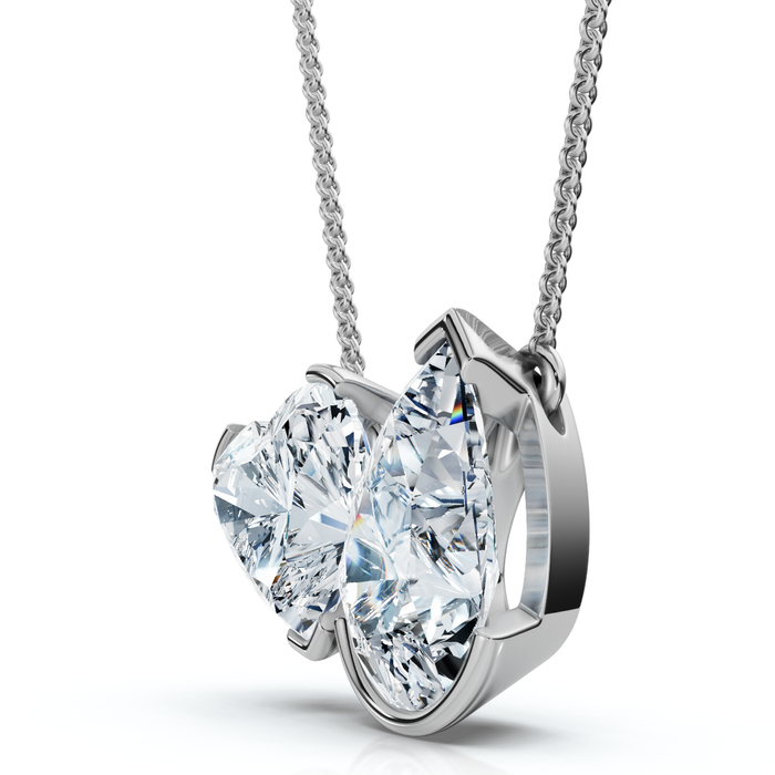 2Ct TW Toi et Moi Heart and Pear Shape Diamond Pendant 14k Gold 18" Lab Grown