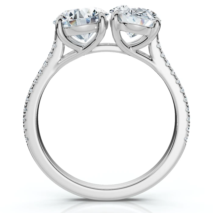 2 1/10Ct Toi et Moi Oval & Round Diamond Ring 14k Gold or Platinum Lab Grown