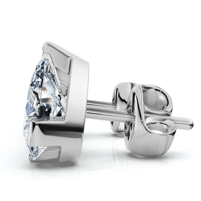2Ct Toi et Moi Diamond Studs Pear and Cushion Earrings 14k Gold Lab Grown