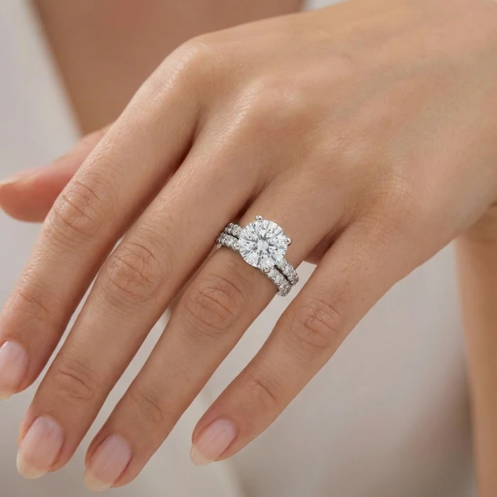 Certified 3 1/2Ct Diamond Engagement Matching Wedding Rings 14k Gold Lab Grown