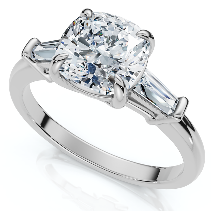 1 1/4ct Cushion & Baguette Diamond Engagement Ring 14k Gold/Platinum Lab Grown
