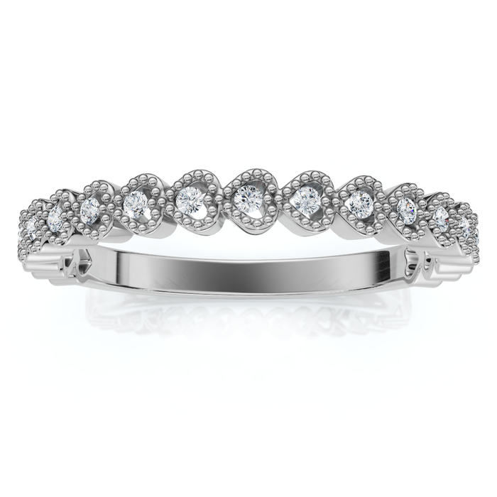 Stackable Women's Wedding Diamond Anniversary Heart Band 14k Gold Lab Grown