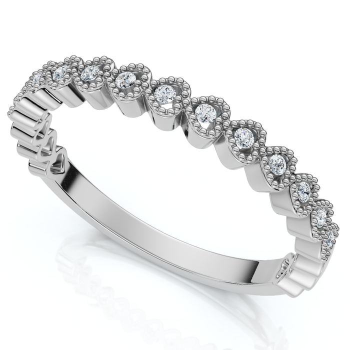 Stackable Women's Wedding Diamond Anniversary Heart Band 14k Gold Lab Grown