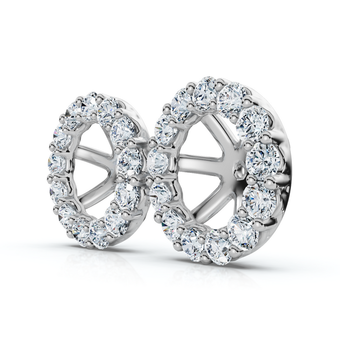 7/8Ct Diamond Earring Jacket 14k Gold Fits 6-6.5mm round stone Lab Grown