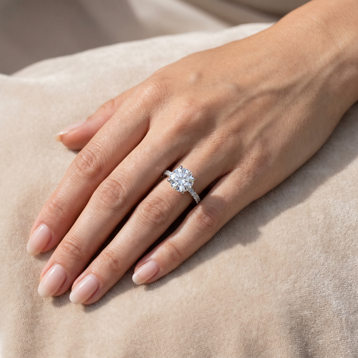 Certified 3 1/2Ct Eternity Diamond Engagement Ring 14k Gold/Platinum Lab Grown