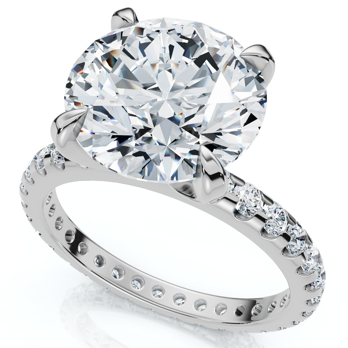 Certified 3 1/2Ct Eternity Diamond Engagement Ring 14k Gold/Platinum Lab Grown