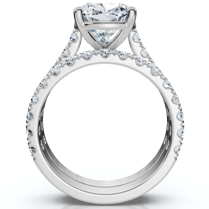 Certified 4Ct Cushion Diamond Engagement Wedding Ring Set 14k Gold/PT Lab Grown