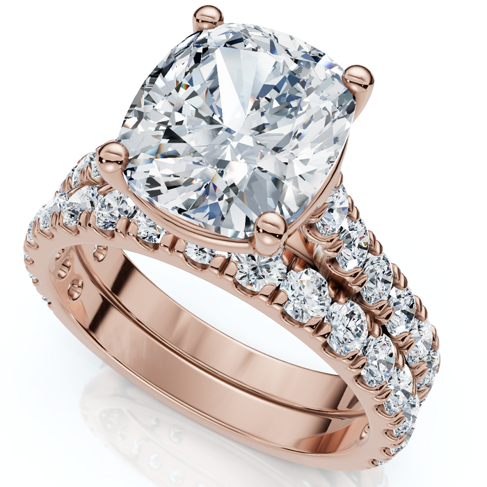 Certified 4Ct Cushion Diamond Engagement Wedding Ring Set 14k Gold/PT Lab Grown