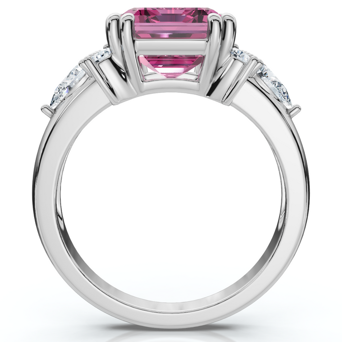 Pink Topaz 10x8mm & Diamond Ring 14k Gold Lab Grown EF/VS