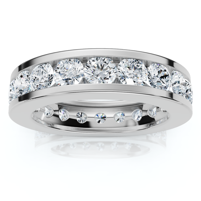 2Ct Channel Set Diamond Eternity Ring 14k Gold or Platinum Lab Grown