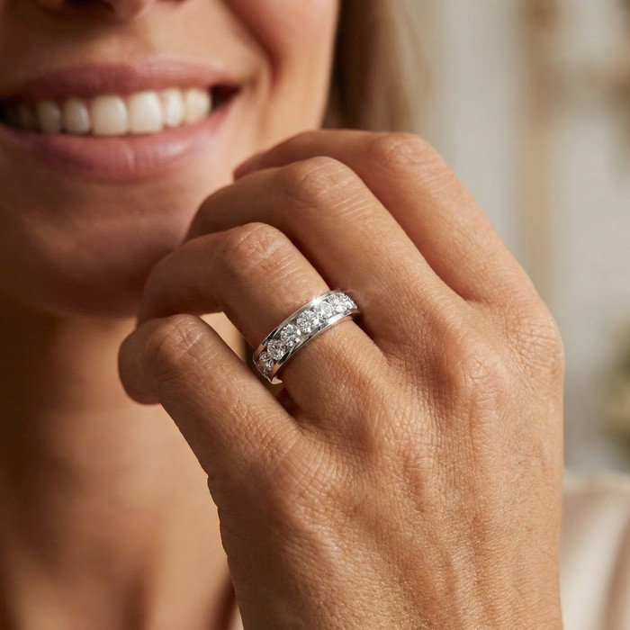 2Ct Channel Set Diamond Eternity Ring 14k Gold or Platinum Lab Grown