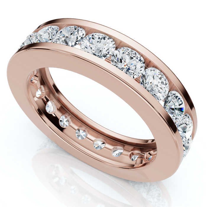 2Ct Channel Set Diamond Eternity Ring 14k Gold or Platinum Lab Grown