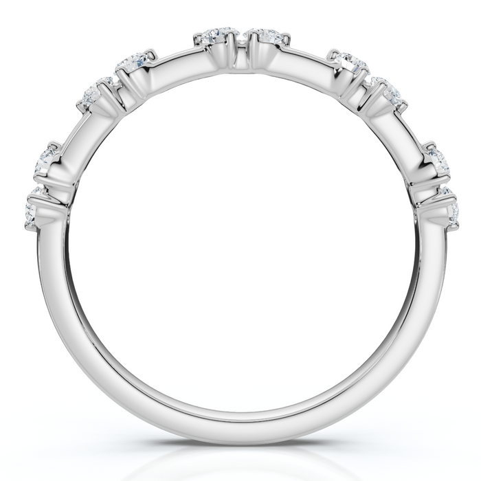 1/5Ct Unique Alternating Diamond Wedding Band 14k White Gold Lab Grown