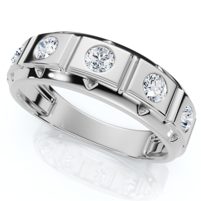 1/2Ct Men's Diamond High Polish Wedding Ring Lab Grown Anniversary Band