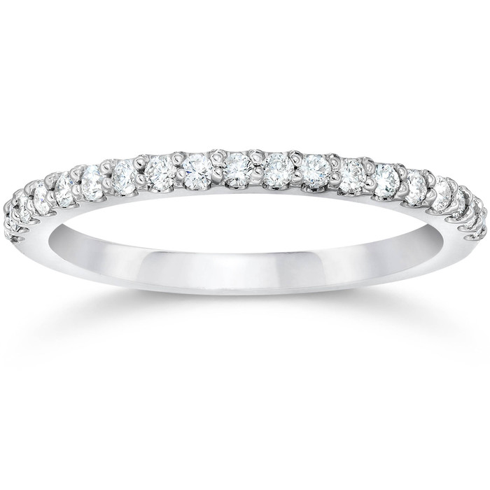 1/4ct Pave Lab Created Diamond Wedding Ring 14K White Gold
