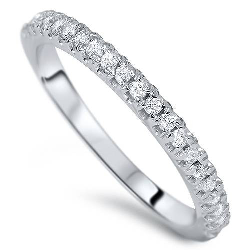 1/4ct Pave Lab Created Diamond Wedding Ring 14K White Gold
