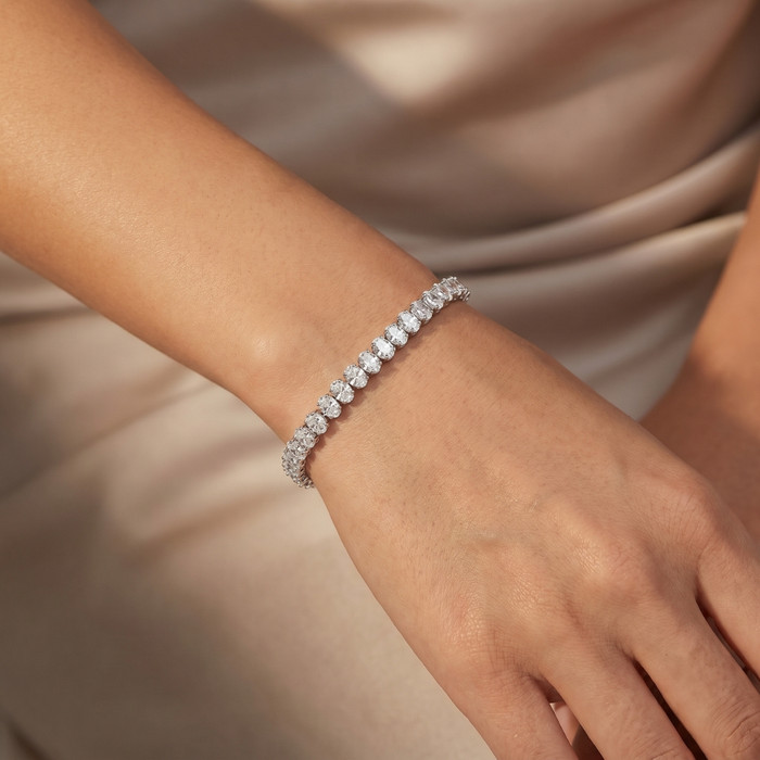 16Ct TW Oval Diamond Tennis Bracelet 14k Gold 7" Lab Grown