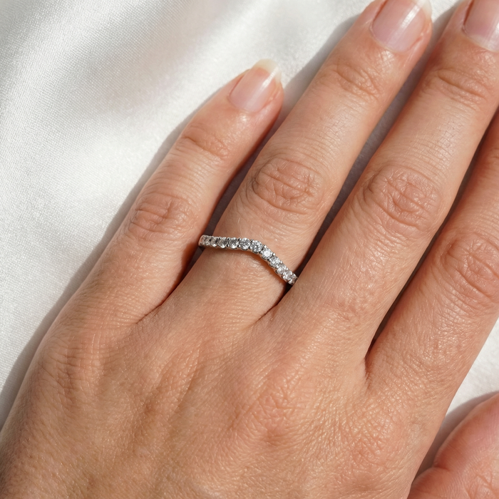 Curved Accent Diamond Guard Ring 14k Gold Lab Grown