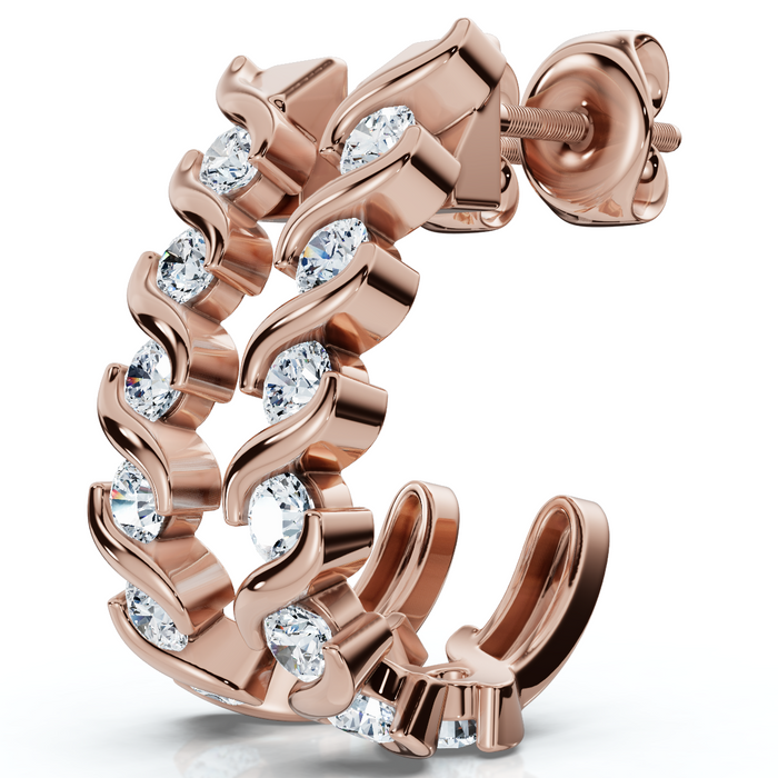 3/8Ct Diamond Curve Earrings 14k Gold Lab Grown Lab Grown