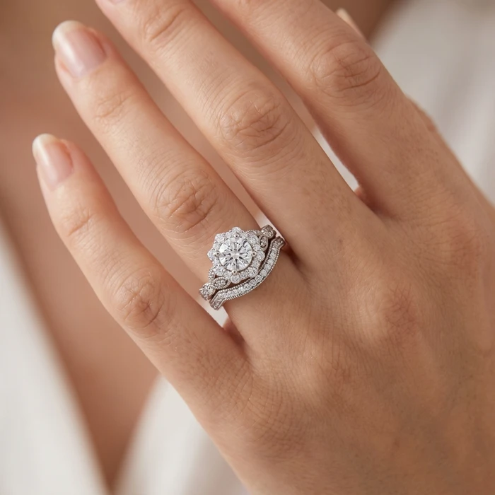 1 1/2Ct Eloise Diamond Engagement Ring Set 14k Gold or Platinum