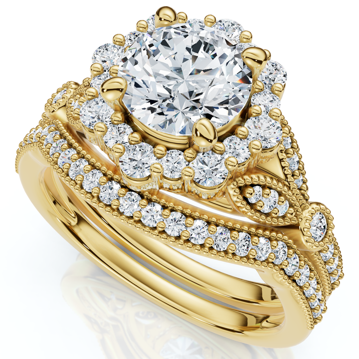 1 1/2Ct Eloise Diamond Engagement Ring Set 14k Gold or Platinum