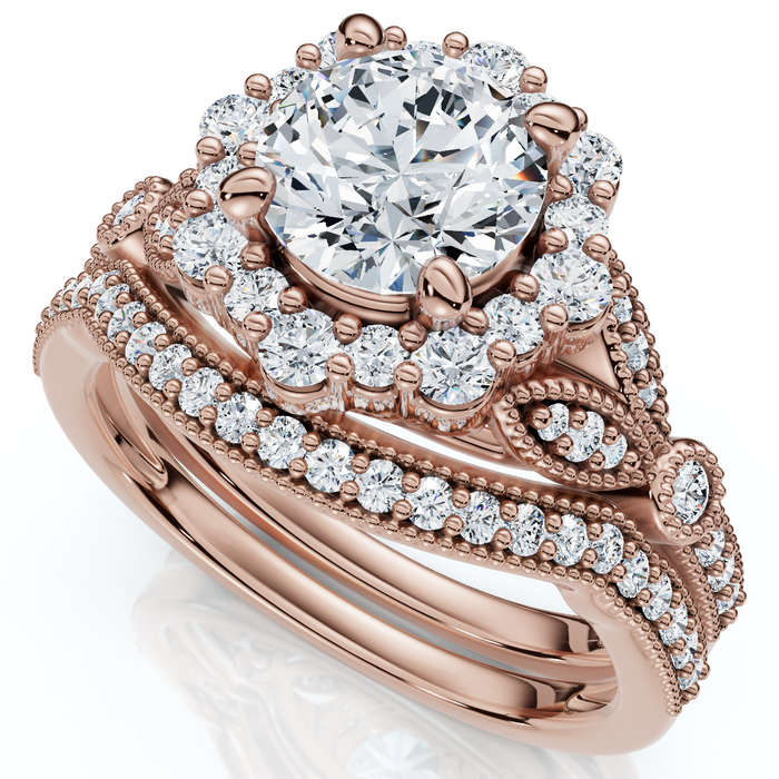 1 1/2Ct Eloise Diamond Engagement Ring Set 14k Gold or Platinum